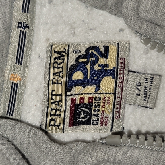 Phat Farm jacket heavy 100% cotton material gray zip up, 90's Y2K style - Picture 2 of 11